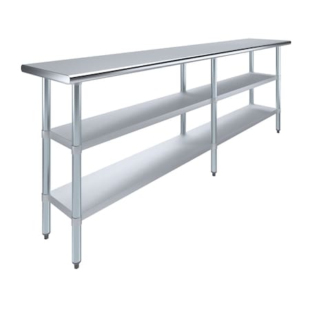 Amgood 18 in. x 96 in. Stainless Steel Table With Two Undershelves AMG WT-1896-2SH
